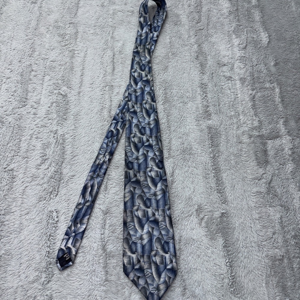 Barrington Silk‎ Tie Geometric Block Style Navy Blue